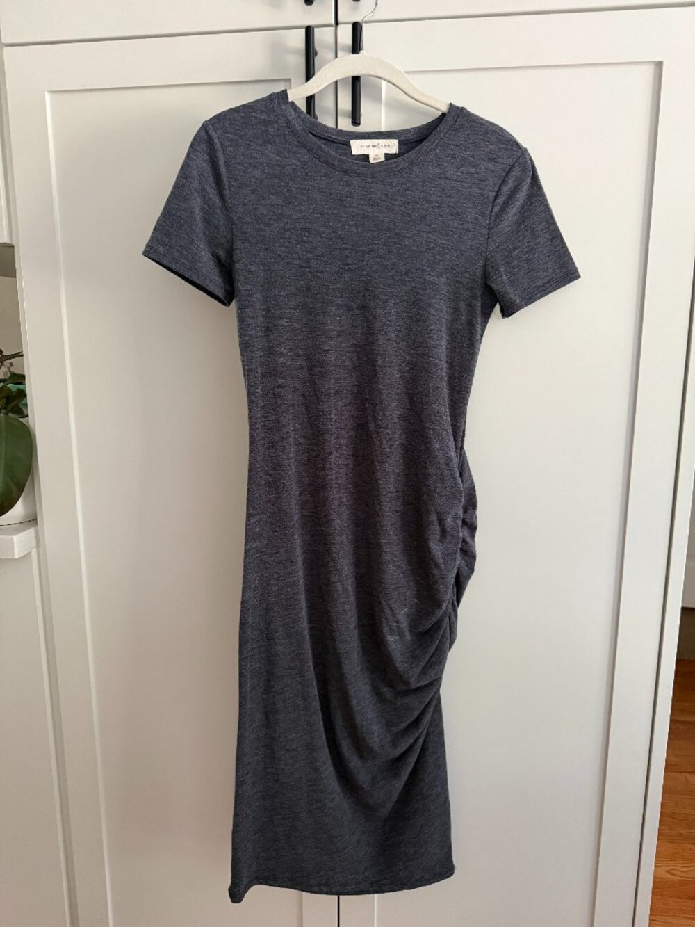 XS Navy Blue Ruched T-Shirt Dress